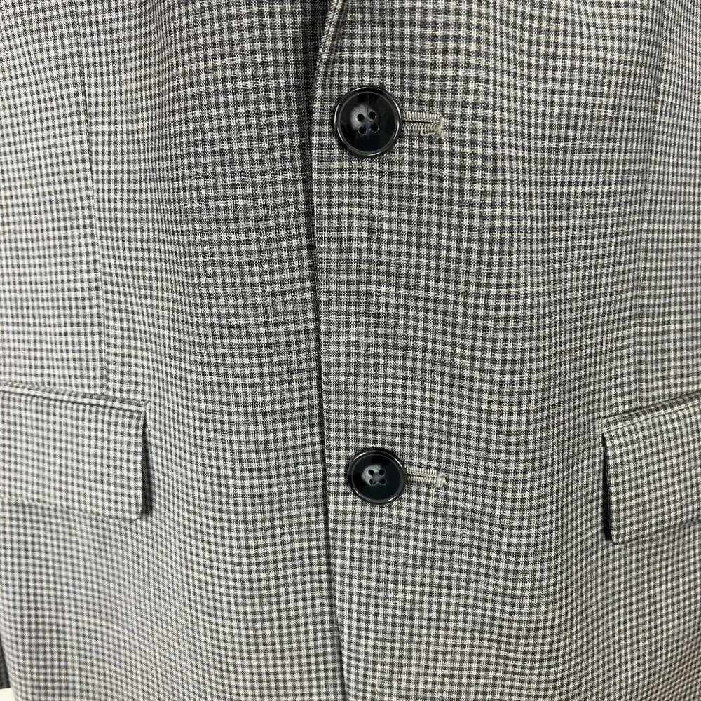 CALVIN KLEIN Blazer Jacket Sports Coat Men 38R Gray Check 100% Wool Professional